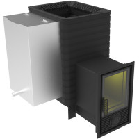 Печь для бани Фаворит 24 Д-2, каминная дверца, с баком 35 л (Березка)