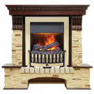 Каминокомплект электрический Pierre Luxe угловой - Темный дуб / Сланец (Высота 1050мм) с очагом Danville Brass FB2 (Dimplex)