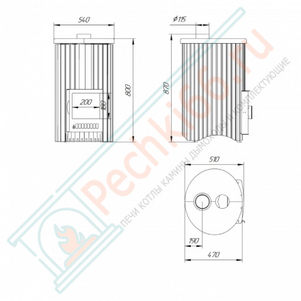 Дровяная банная печь Ферингер УЮТ-18 "Жадеит наборный" до 18 м³