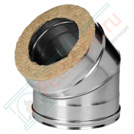 Отвод 45° с изол (НЕРЖ-321/0,8-НЕРЖ-439/0,5) d-200/280 (Дымок-Lux)