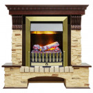 Каминокомплект электрический Pierre Luxe угловой - Темный дуб / Сланец (Высота 1050мм) с очагом Danville Antique Brass FB2 (Dimplex)