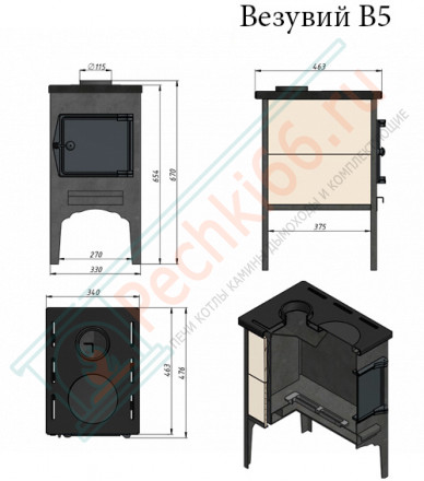 Отопительная печь В5С (Везувий) до 100 м3