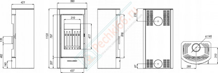 Печь-камин Orti, белая сталь (Defro-Home) 9кВт