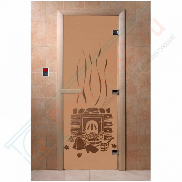 Дверь стеклянная для бани, матовая бронза, "Банька" 1900х700 (DoorWood) в Омске
