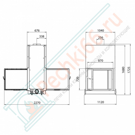 Каминная топка DF 900B, черный шамот (Stav)