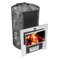 Печь для бани Кольчуга 14-18, панорамная дверка, парогениратор (Термофор) до 18 м3