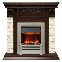 Электрокаминокомплект Luxemburg (каменный) - Сланец/Темный дуб с очагом Chesford