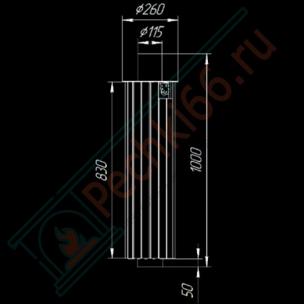 Дымоход - экономайзер Окаменевшее дерево наборный, d-115, L=1000 мм (Feringer)