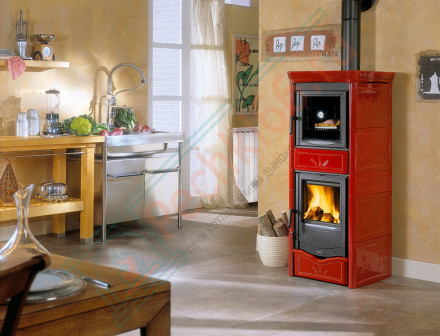 Печь-камин с водяным отоплением TermoNicoletta Forno D.S.A, цвет бордовый (La Nordica)