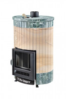 Дровяная банная печь УЮТ-18 "Окаменевшее дерево перенесённый рисунок + змеевик" (Ферингер)