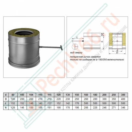 Задвижка повортная V50R с изол (AISI-321/0,5-AISI-304/0,5) d-115/215 (Вулкан)