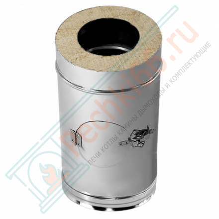 Труба V50R с лючком ревизии с изол L=500 (AISI-321/0,8-AISI-304/0,5) d-200/300 (Вулкан-Cerablanket)