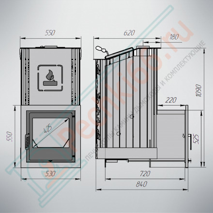 Печь для бани Терма Каменка панорама (Варвара)