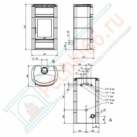 Печь-камин с водяным отоплением Norma S Idro D.S.A, цвет серый (La Nordica)