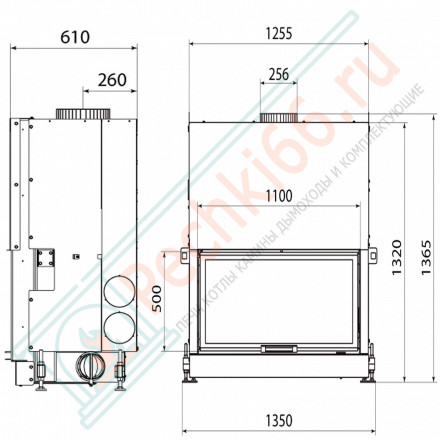 Каминная топка HF 1100B (16:9), черный шамот (Stav)