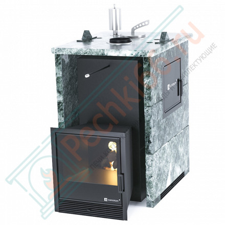 Печь для бани Анапа-М2 в трёхстороннем кожухе из змеевика (ИзиСтим)