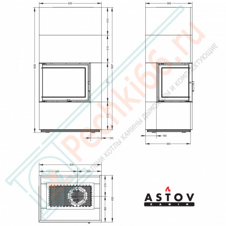 Печь-камин Aplit П2С 700 L (Астов)