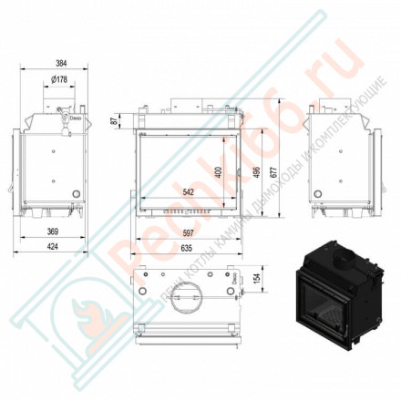 Стальная топка Maja/PW/12/W/DECO (Kratki)