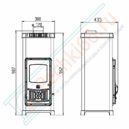 Чугунная печь Dora 10 N, зеленая (Plamen) до 180 м3