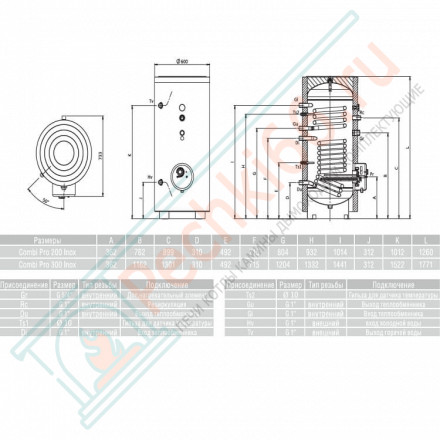 Бойлер косвенного нагрева Combi Pro 200 inox (Metalac)